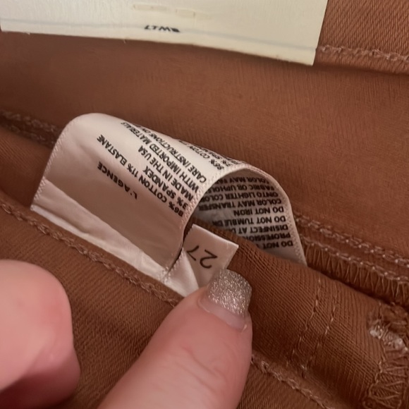 L’AGENCE marguerite topstitch detail coated skinny jeans Java/natural high rise - Picture 6 of 11